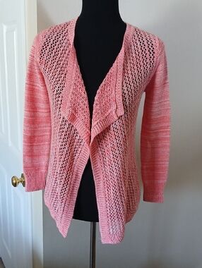 💓3/$15 Handmade Elegant Coral Open Front Cardigan